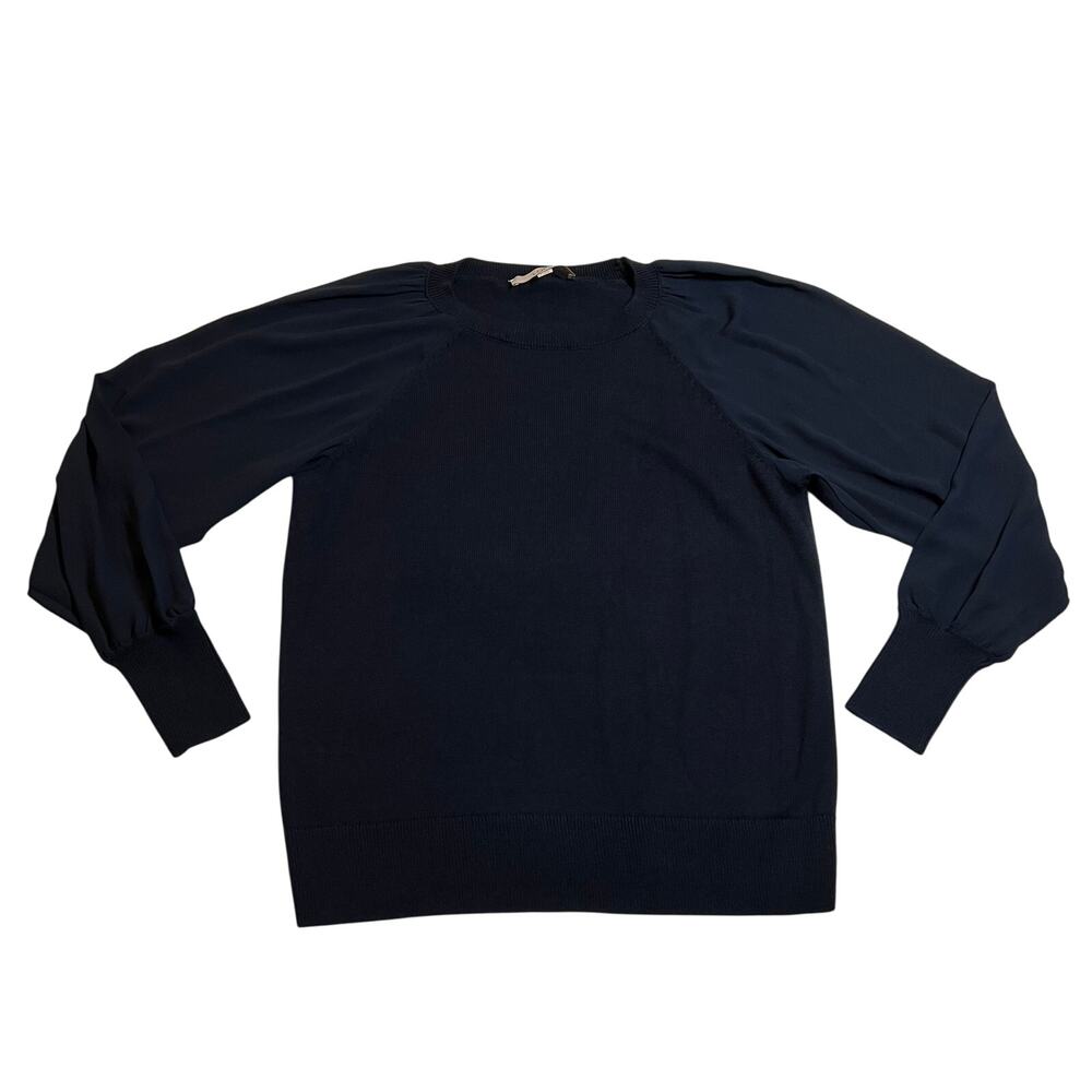 LOFT Crewneck Mixed Media Pullover Sweater Size S Office Minimalist Classic